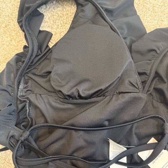 Cupshe large ruffle ruched low back tie one piece swimsuit SW2 2430 - Picture 8 of 13